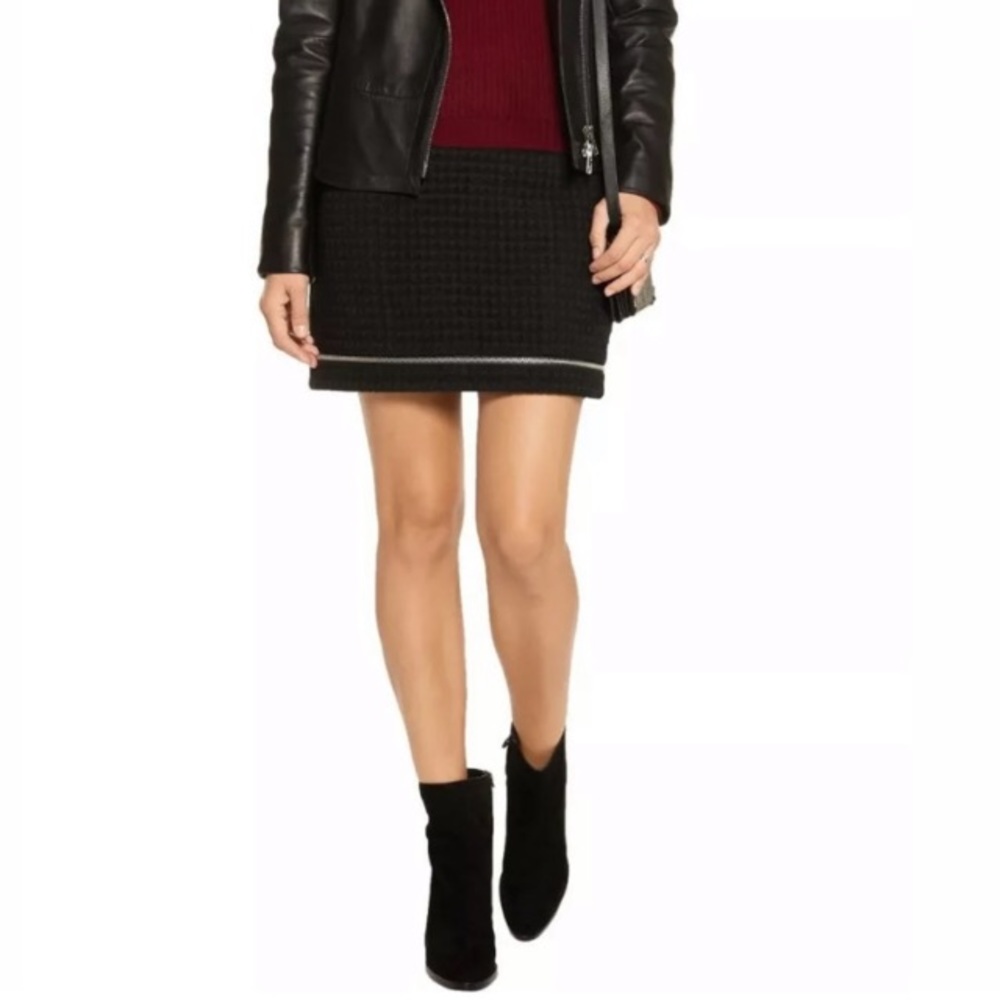 Rebecca Minkoff Wool Tweed Skirt with zipper trim